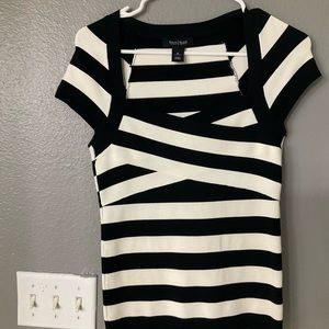 White House Black Market black and white stripped top.